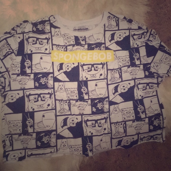Black and White cropped sponge Bob tee:) - Picture 1 of 1